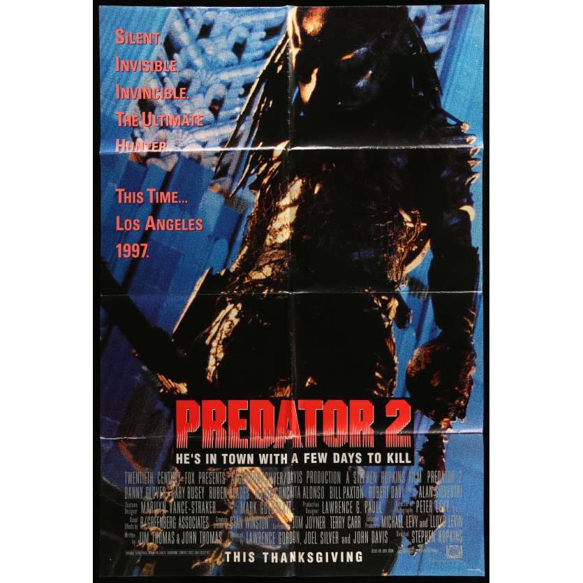 PREDATOR 2 Affiche de film 69x104 cm - 1990 - Danny Glover, Stephen Hopkins