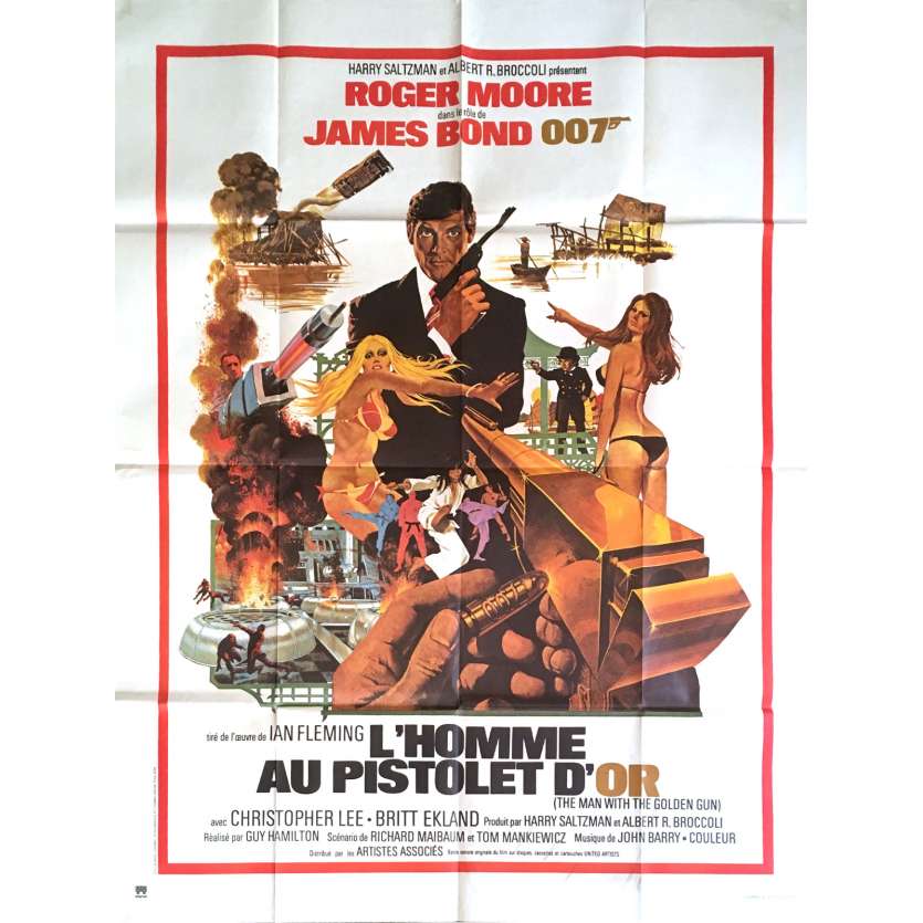 THE MAN WITH THE GOLDEN GUN French Movie Poster 47x63 - 1974 - Guy Hamilton, Roger Moore