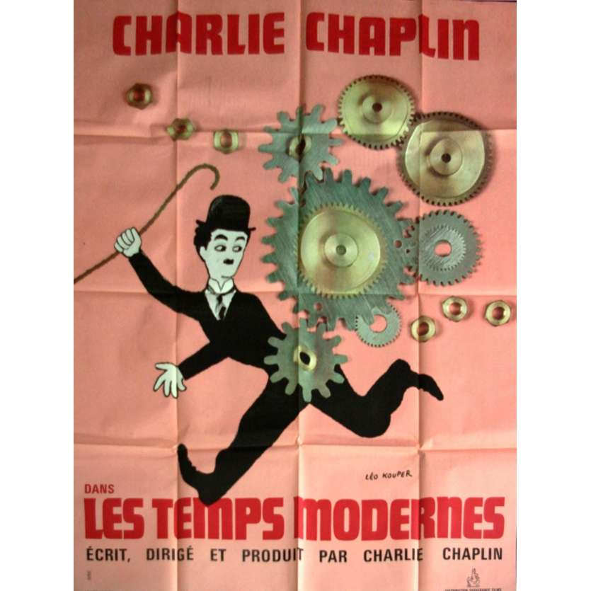 MODERN TIMES French Movie Poster 47x63- R-1970 - Charlie Chaplin, Charlie Chaplin
