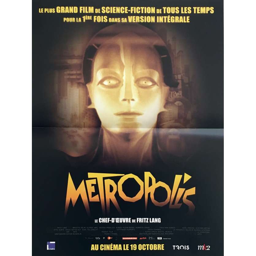 METROPOLIS Affiche de film 40x60 cm - R1980 - Brigitte Helm, Fritz Lang