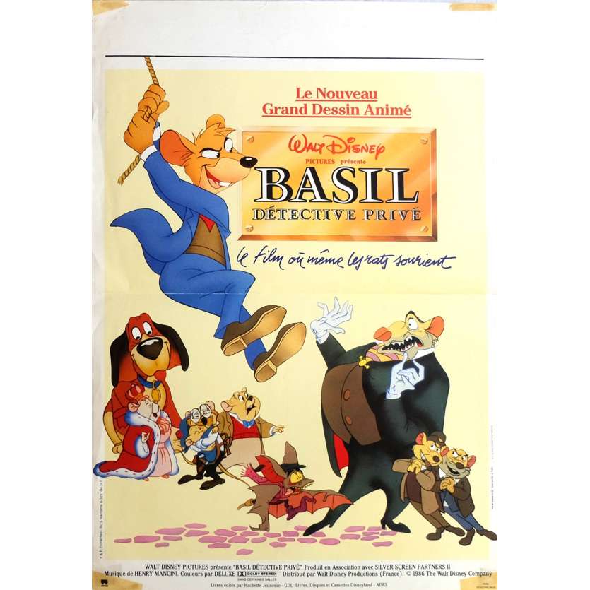 THE GREAT MOUSE DETECTIVE Movie Poster  14x21 in.  - 1986 - Walt Disney, Vincent Price