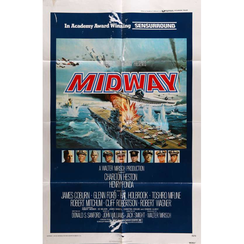 MIDWAY Movie Poster 29x41 in. - 1976 - Jack Smight, Charlton Heston