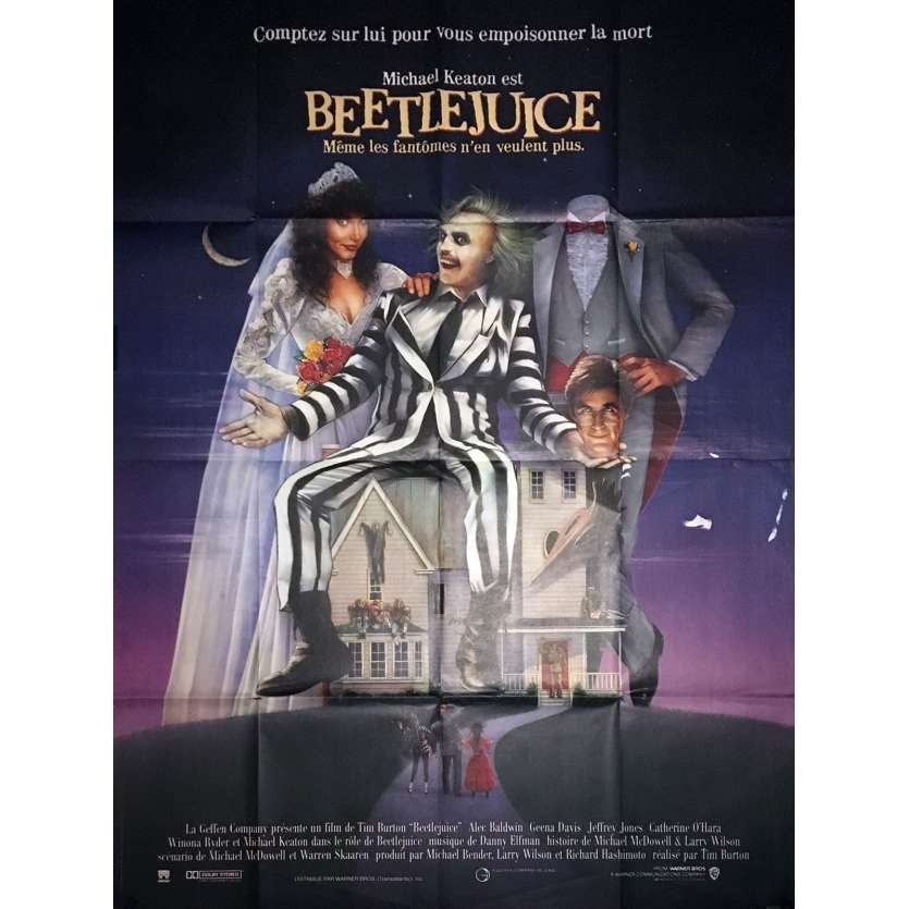 BEETLEJUICE Affiche de film 120x160 - 1988 - Michael Keaton, Tim Burton
