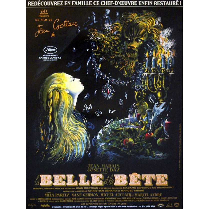 LA BELLE ET LA BETE Affiche de film 40x60 R13 Jean Cocteau, Jean Marais