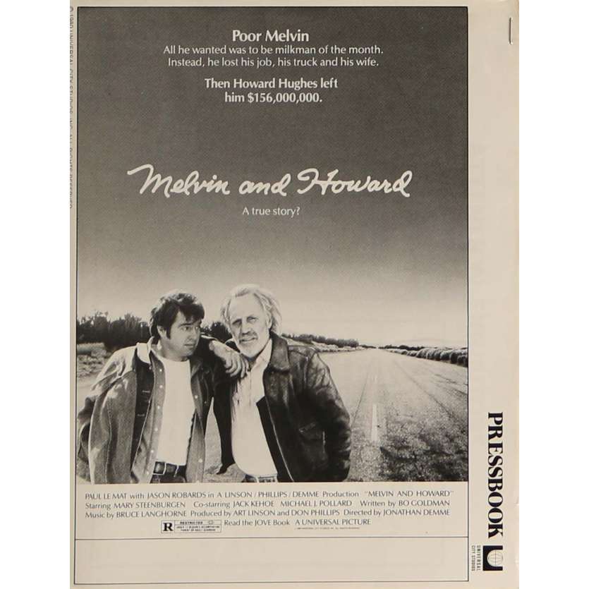 MELVIN AND HOWARD Dossier de presse 20x30 cm - 1980 - Jason Robards, Jonathan Demme