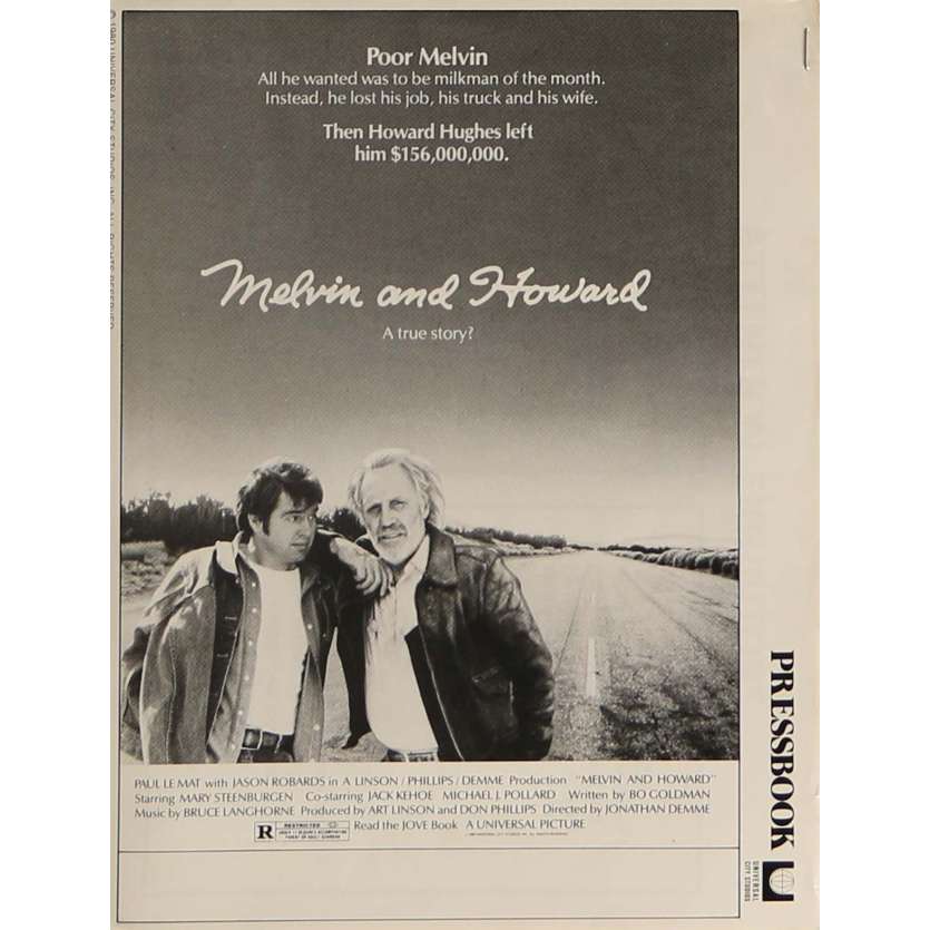 MELVIN AND HOWARD Pressbook 8x12 in. - 1980 - Jonathan Demme, Jason Robards
