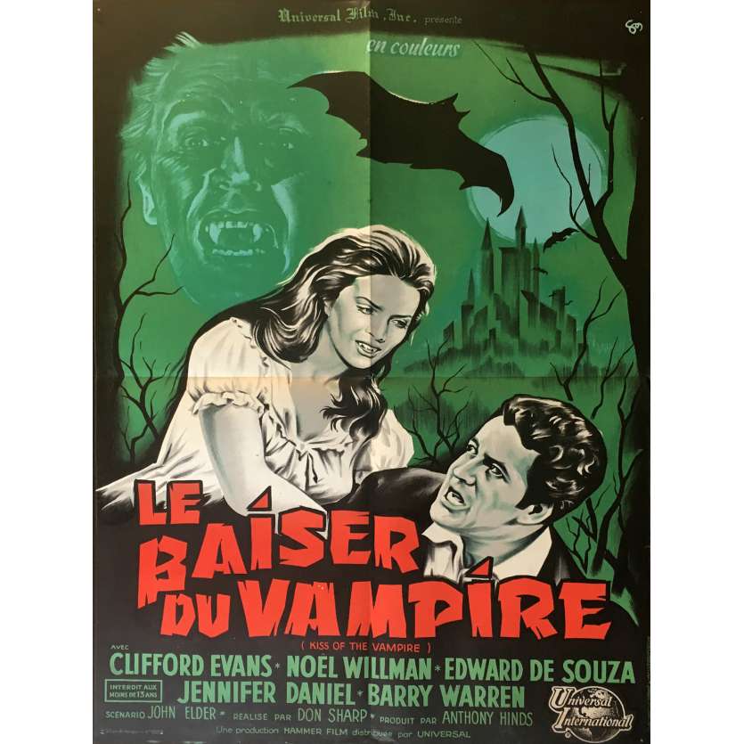 THE KISS OF THE VAMPIRE Movie Poster 23x32 in. - 1963 - Don Sharp, Clifford Evans