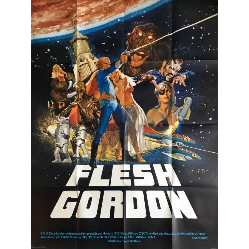 FLESH GORDON Affiche de film 120x160 cm - 1974 - Jason Williams, Michael Benveniste