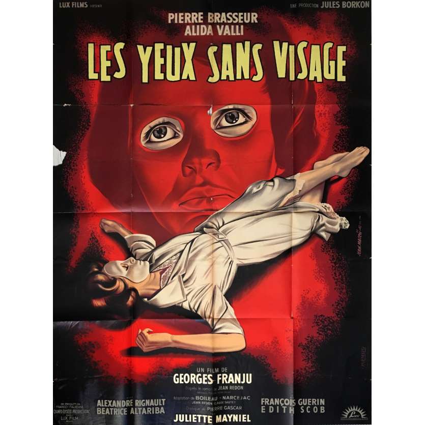 LES YEUX SANS VISAGE Affiche de film  120x160 - 1960 - Pierre Brasseur, Georges Franju