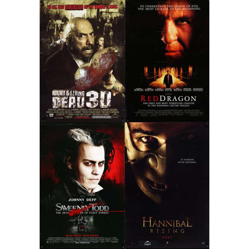 HORREUR 3 - Lot de 4 affiches Cinéma Américaines Originales - Sweeney todd, dragon rouge