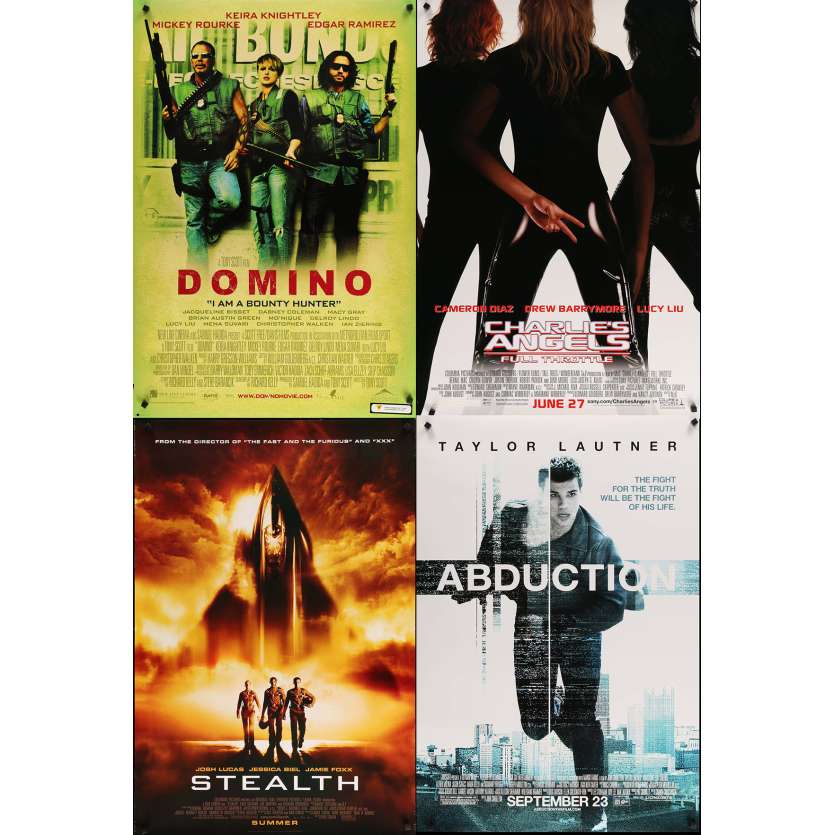 ACTION 1 - Lot de 4 affiches Cinéma Américaines Originales - Domino, Furtif…