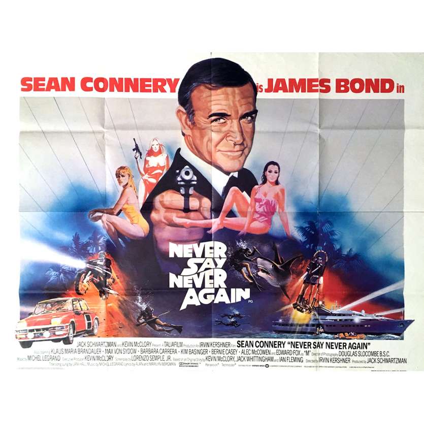 JAMAIS PLUS JAMAIS Affiche de film 72x104 cm - 1983 - Sean Connery, Irvin Keshner