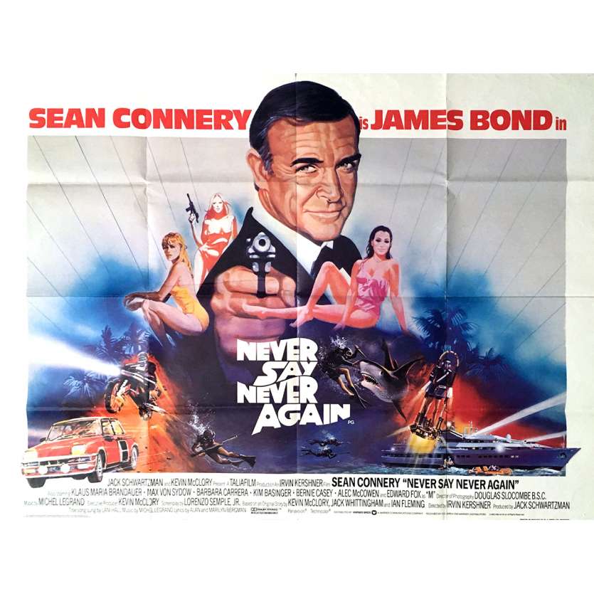 JAMAIS PLUS JAMAIS Affiche de film 72x104 cm -  1983 - Sean Connery, Irvin Keshner