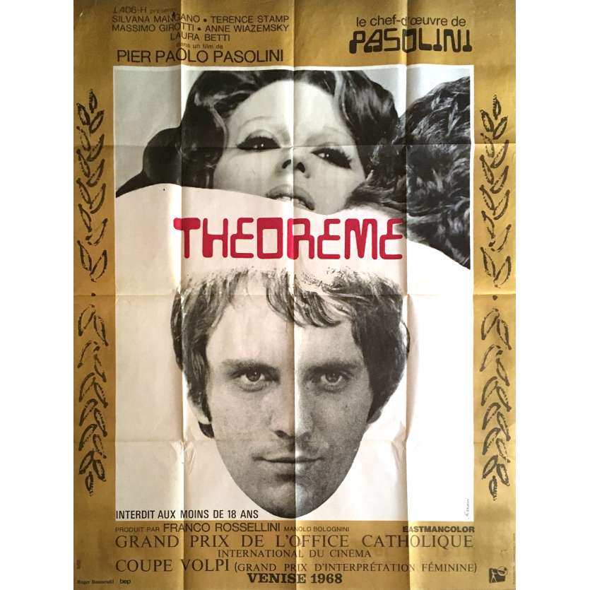THEOREME Affiche de film 120x160 cm - 1968 - Terence Stamp, Pier Paolo Pasolini