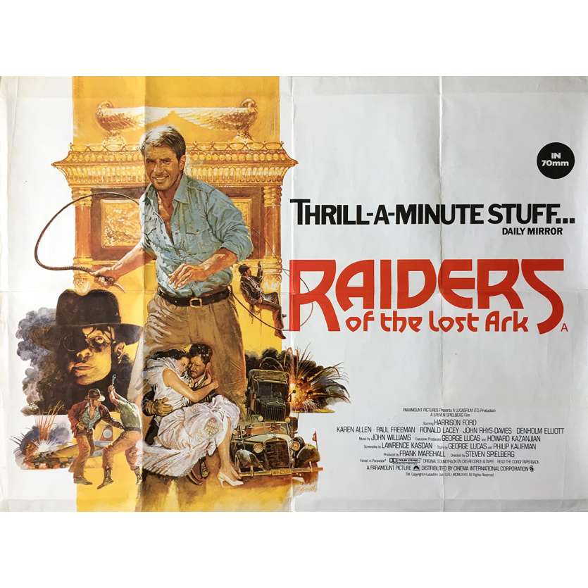 LES AVENTURIERS DE L'ARCHE PERDUE Affiche de film 72x104 cm - 1981 - Harrison Ford, Steven Spielberg