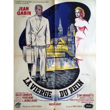 RHINE VIRGIN French Movie Poster 23x32- 1953 - Gilles Grangier, Jean Gabin RHINE VIRGIN French Movie Poster 23x32- 1953 - Gilles Grangier, Jean Gabin