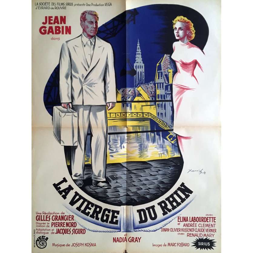 RHINE VIRGIN French Movie Poster 23x32- 1953 - Gilles Grangier, Jean Gabin