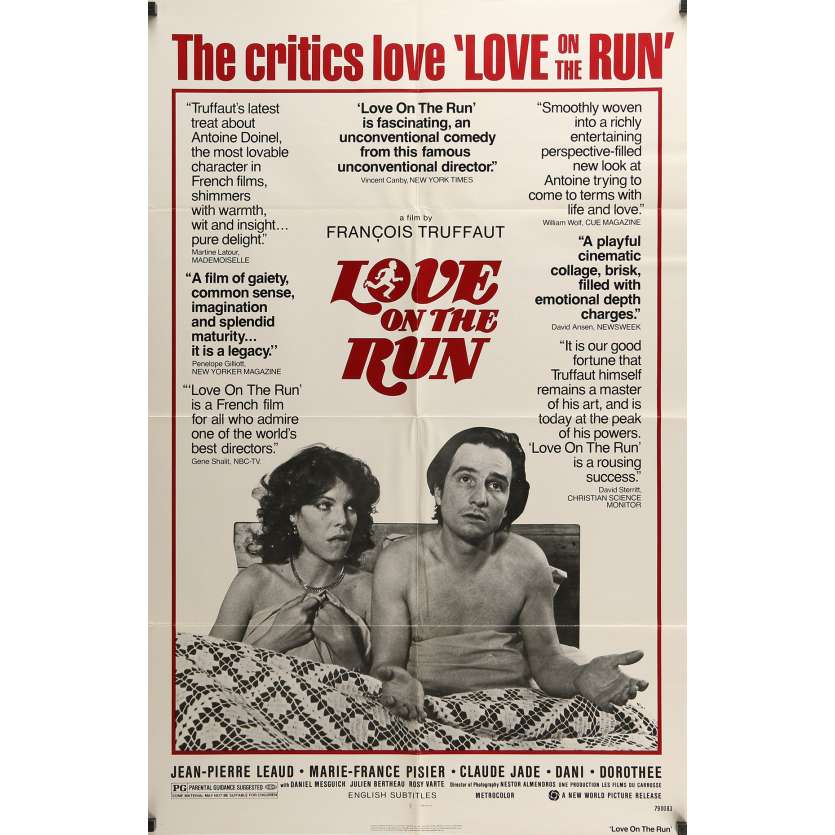 LOVE ON THE RUN Movie Poster 27x40 in. - 1979 - François Truffaut, Jean-Pierre Léaud