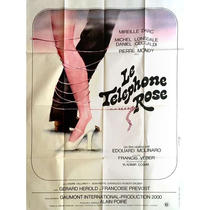 THE PINK TELEPHONE Movie Poster 47x63 in. - 1975 - Edouard Molinaro, Mireille Darc