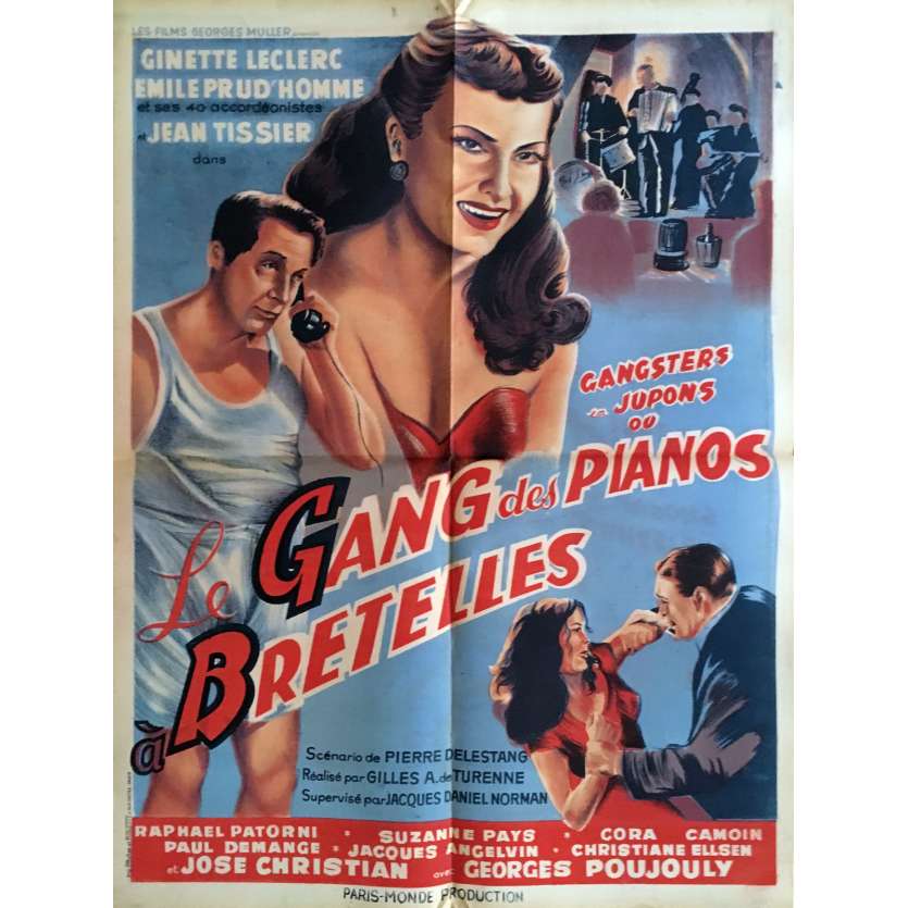 LE GANG DES PIANOS A BRETELLES Affiche de film 60x80 cm - 1953 - Ginette Leclerc, Gilles de Turenne