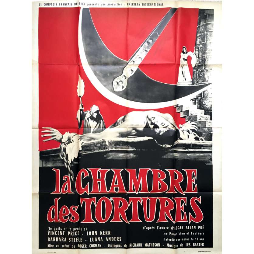 LA CHAMBRE DES TORTURES Affiche de film 120x160 - 1961 - Vincent Price, Roger Corman