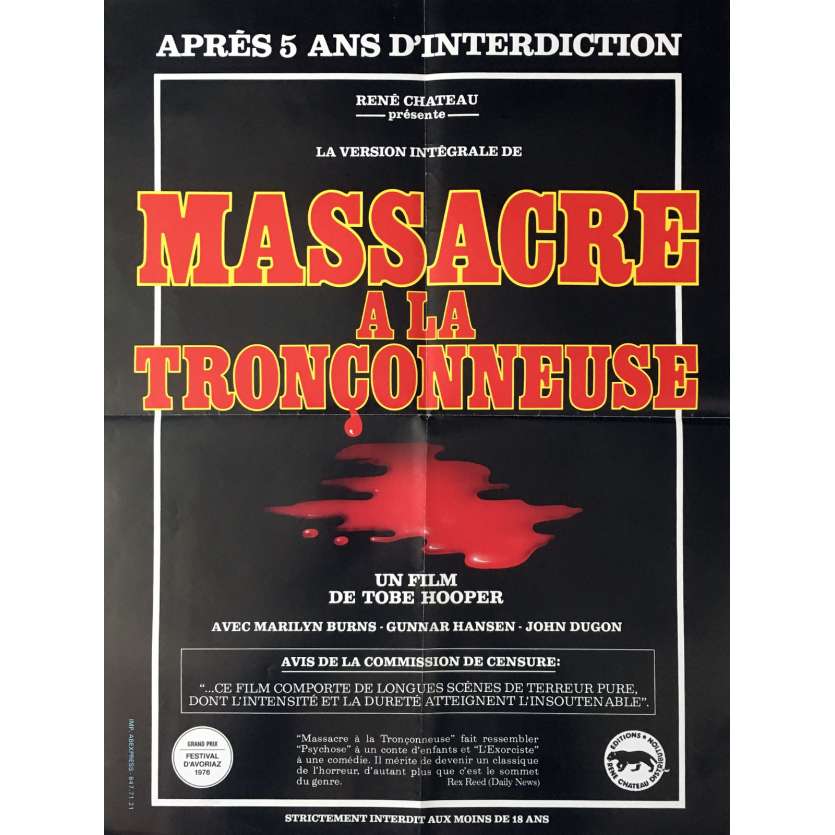 MASSACRE A LA TRONÇONNEUSE Affiche de film 40x60 cm - 1974 - Marilyn Burns, Tobe Hooper