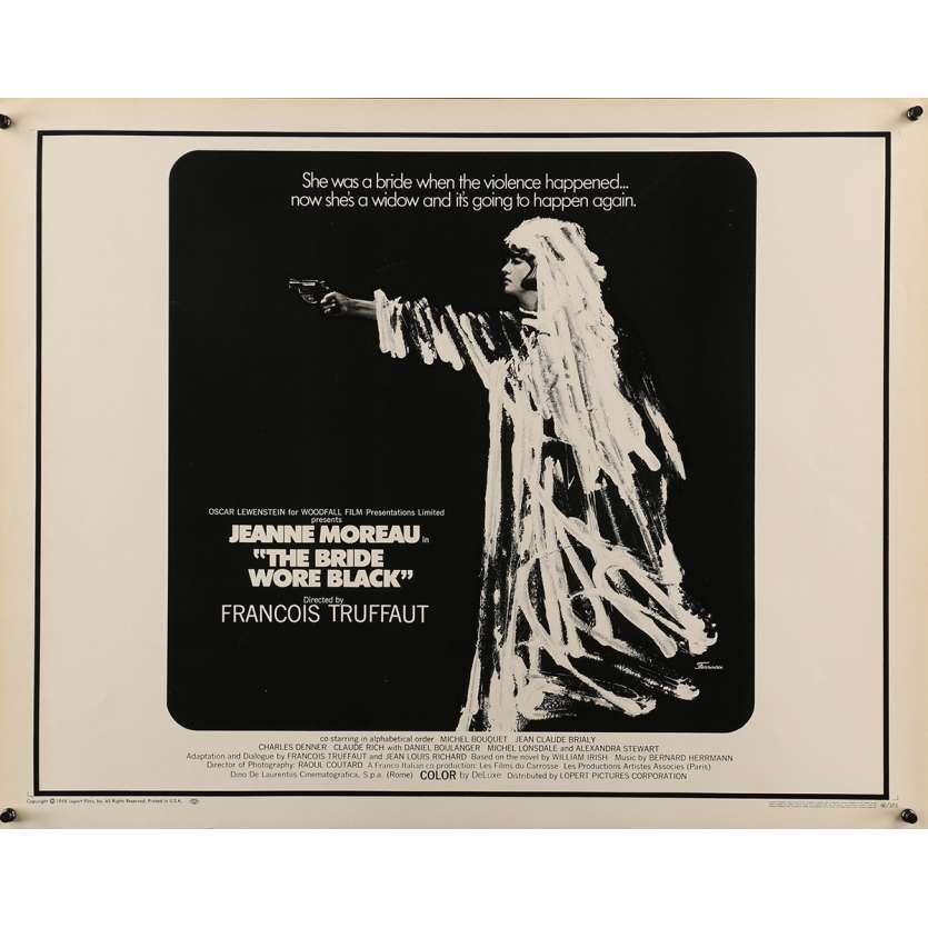 THE BRIDE WORE BLACK Movie Poster 22x28 in. - Half Sheet 1968 - François Truffaut, Jeanne Moreau