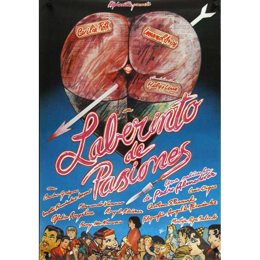 LABYRINTH OF PASSION Spanish Movie Poster '82 Pedro Almodovar's Laberinto de pasiones