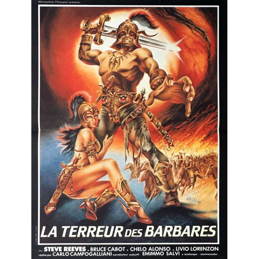 GOLIATH AND THE BARBARIANS Movie Poster 15x21 in. - 1983 - Carlo Campogalliani, Steve Reeves