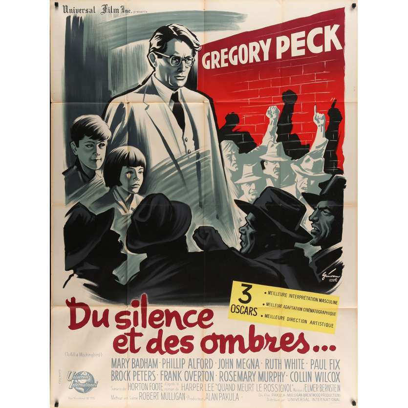 DU SILENCE ET DES OMBRES Affiche de film 120x160 cm - 1962 - Gregory Peck, Robert Mullingan -