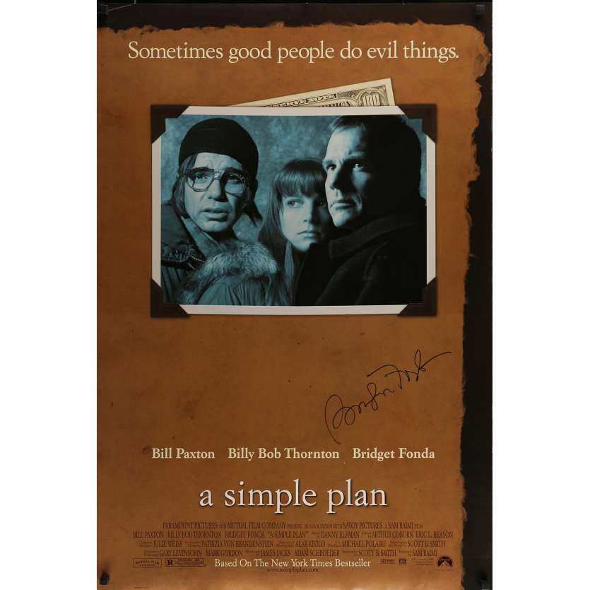 UN PLAN SIMPLE Affiche signée 69x101 cm -  1998 - Bridget Fonda, Sam Raimi