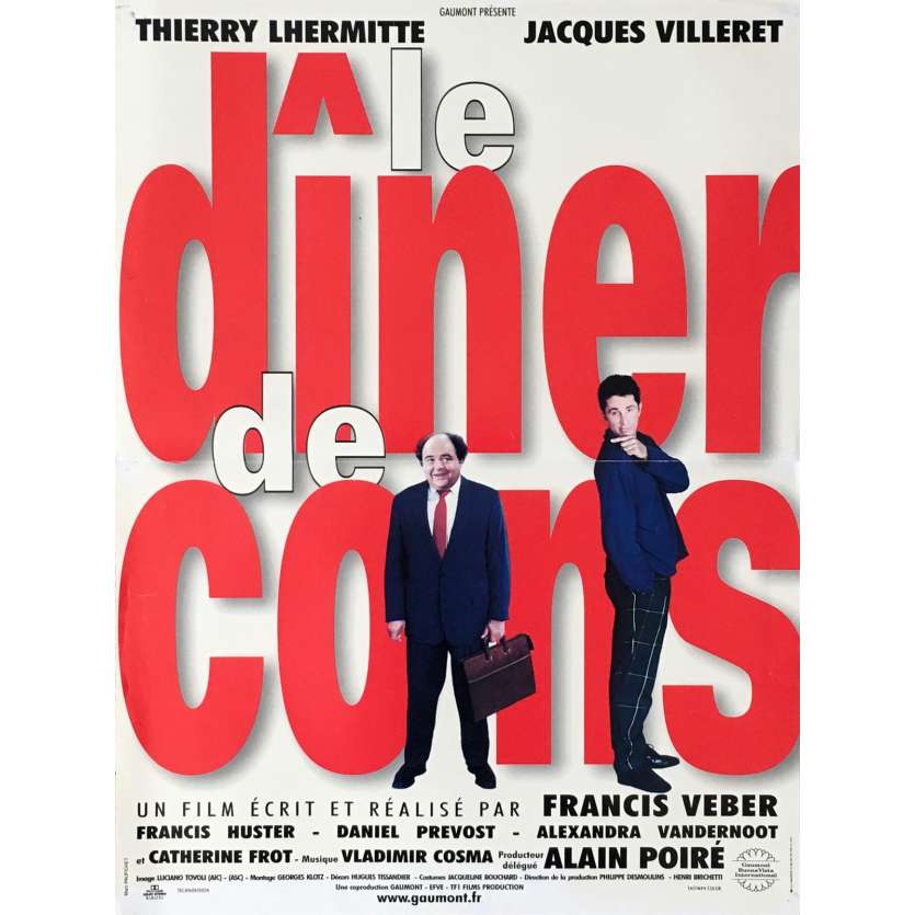 LE DINER DE CONS Affiche de film 40x60 cm -  1998 - Jacques Villeret, Francis Veber