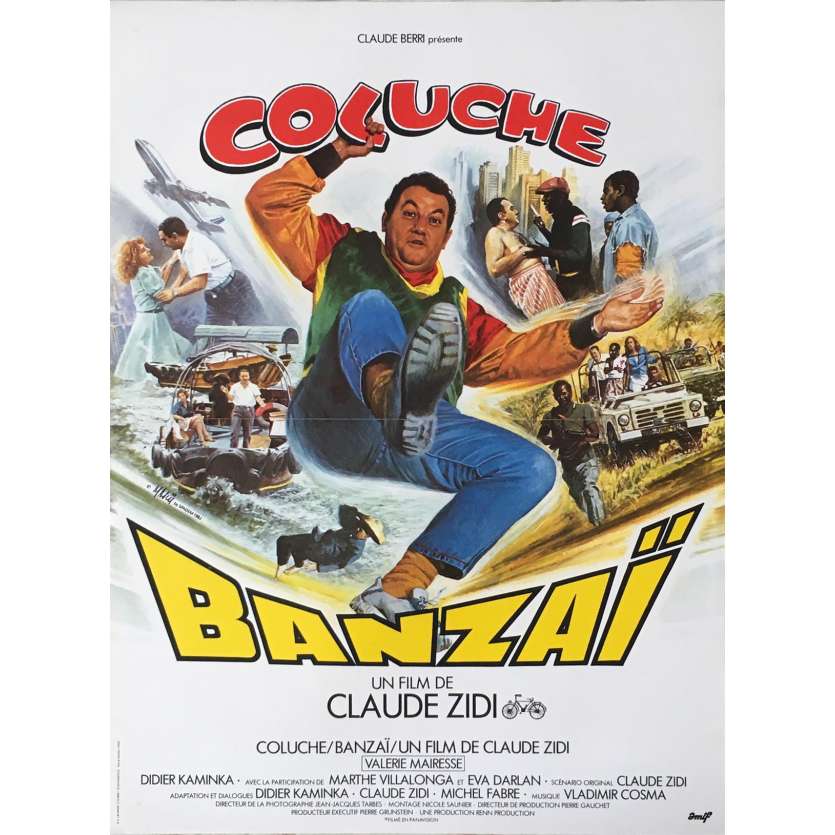 BANZAI Affiche de film 40x60 - 1983 - Coluche, Claude Zidi