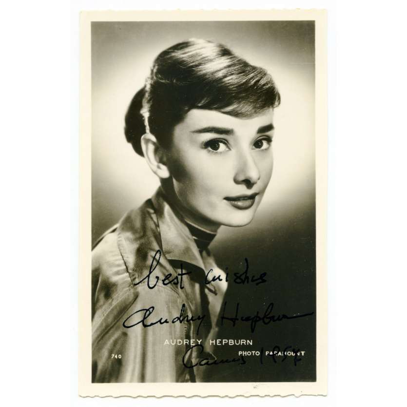 AUDREY HEPBURN Carte Postale Signée Française Originale 9x14 cm - 1957