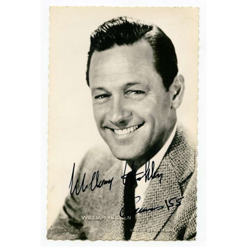 WILLIAM HOLDEN Original Signed Postcard 3,5x5,5 in.  -  1955