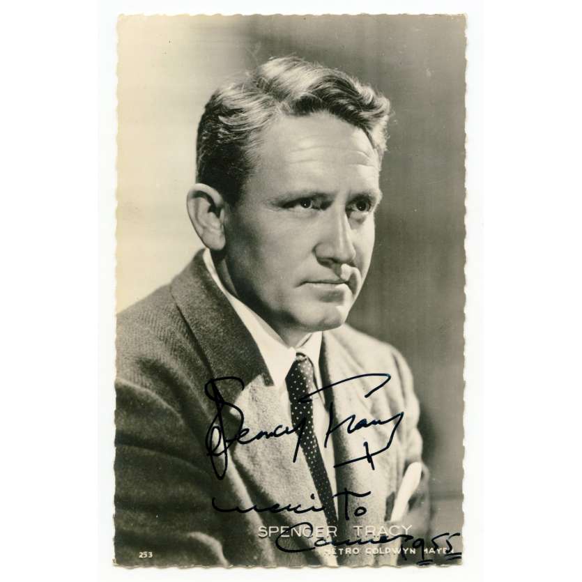 SPENCER TRACY Original Signed Postcard 3,5x5,5 in. - 1955