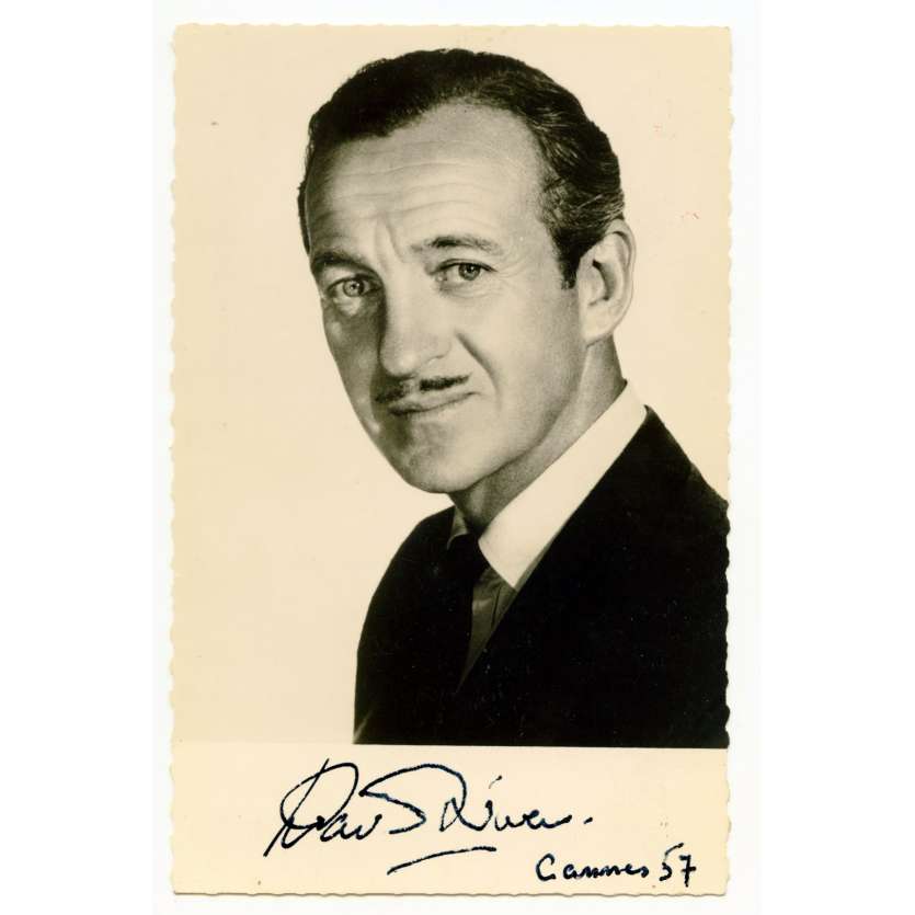 DAVID NIVEN Carte Postale Signée Française Originale 9x14 cm - 1957