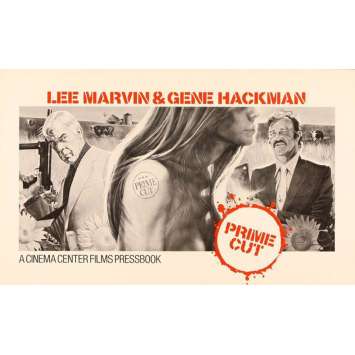 PRIME CUT pressbook '72 Lee Marvin with machine gun, Gene Hackman with meat cleaver!