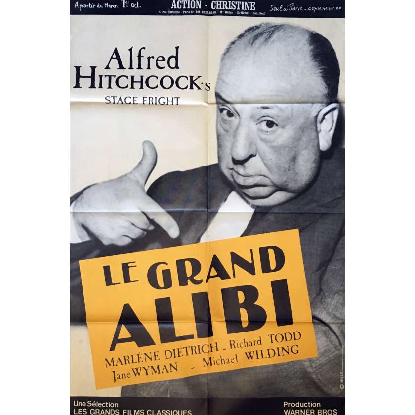 LE GRAND ALIBI Affiche de film 80x120 cm - 1960 - Marlene Dietrich, Alfred Hitchcock