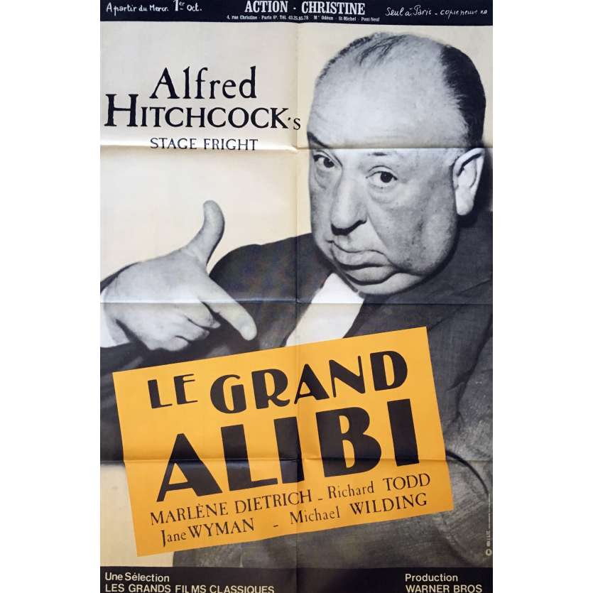 LE GRAND ALIBI Affiche de film 80x120 cm -  1960 - Marlene Dietrich, Alfred Hitchcock
