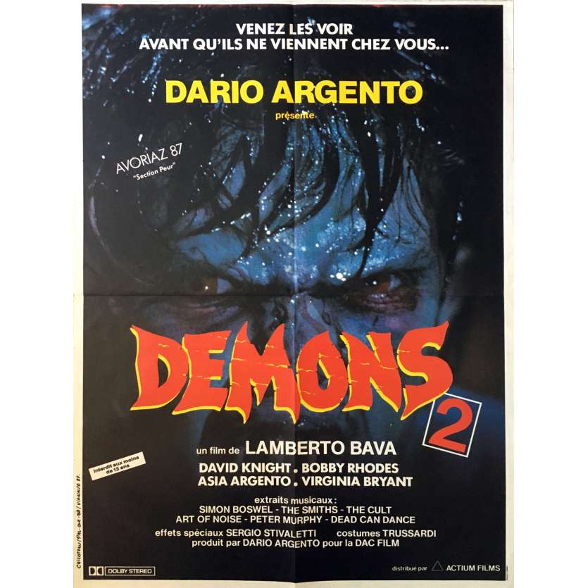 DEMONS 2 Movie Poster 15x21 in.  -  1986 - Lamberto Bava, Asia Argento