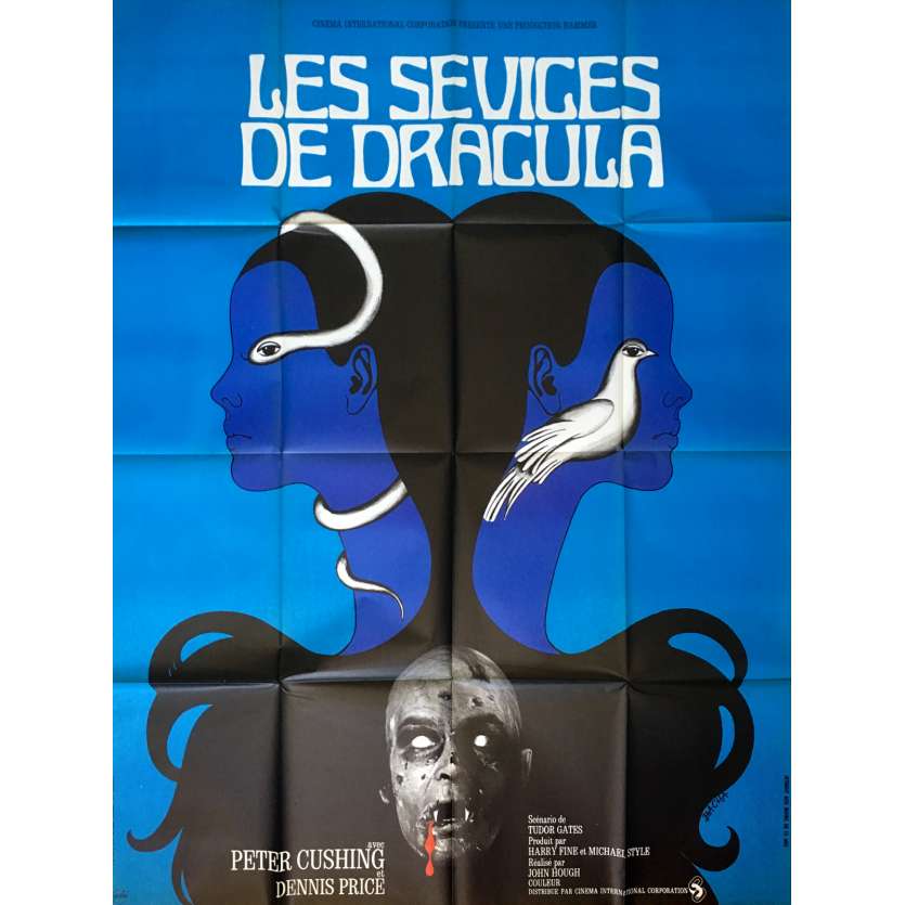 LES SEVICES DE DRACULA Affiche de film 120x160 cm - 1971 - Peter Cushing, John Hough