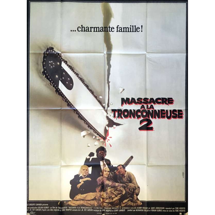 MASSACRE A LA TRONÇONNEUSE 2 Affiche de film 120x160 cm - 1986 - Dennis Hopper, Tobe Hooper