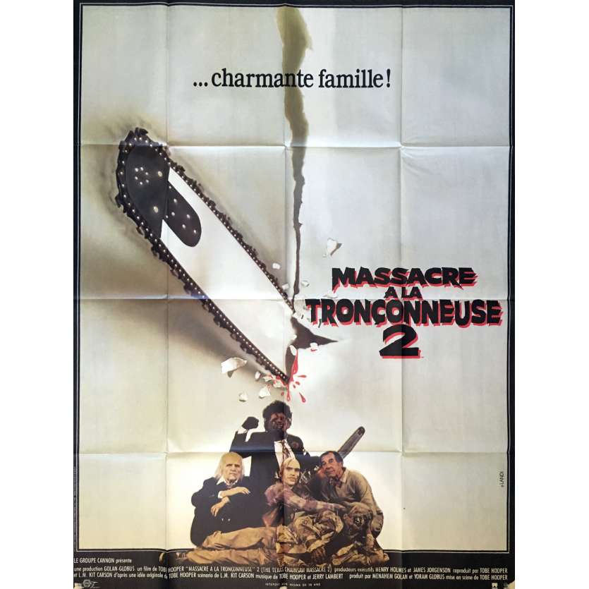 THE TEXAS CHAINSAW MASSACRE 2 Movie Poster 47x63 in.  -  1986 - Tobe Hooper, Dennis Hopper