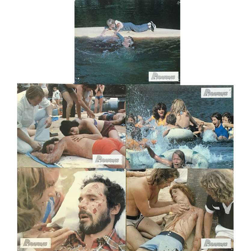 PIRANHA Lobby Cards 9x12 in. - x5 1978 - Joe Dante, Barbara Steele