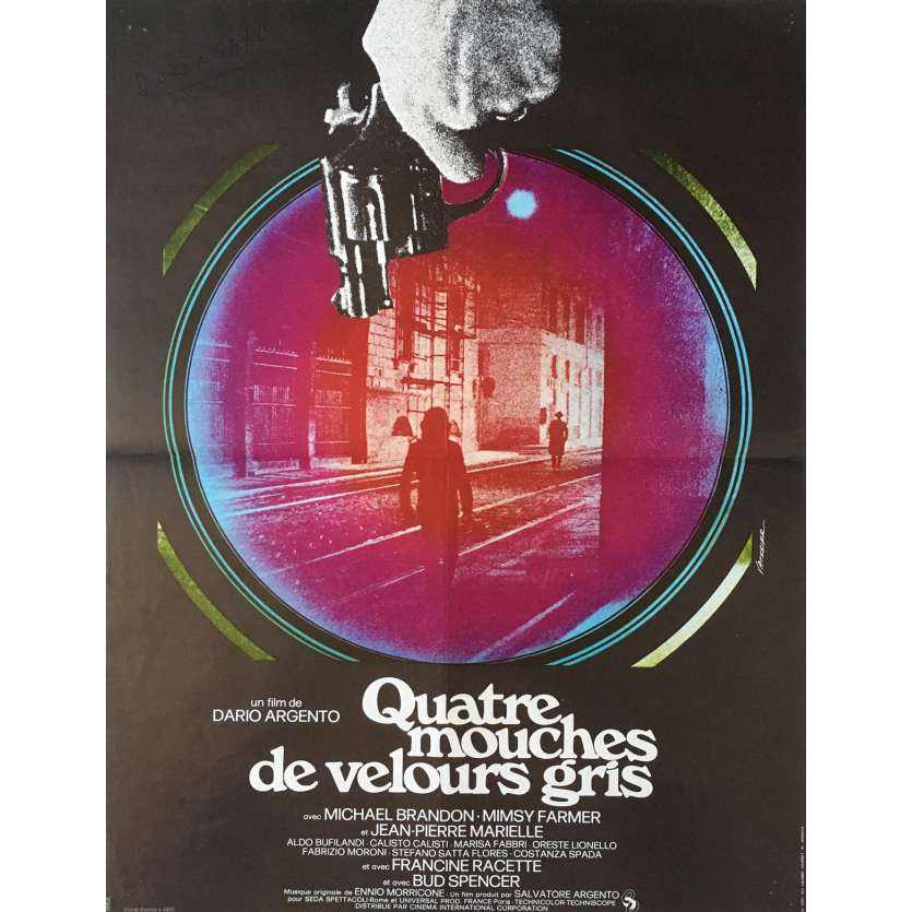 QUATRE MOUCHES DE VELOURS GRIS Affiche de film 40x60 cm - 1971 - Dario Argento