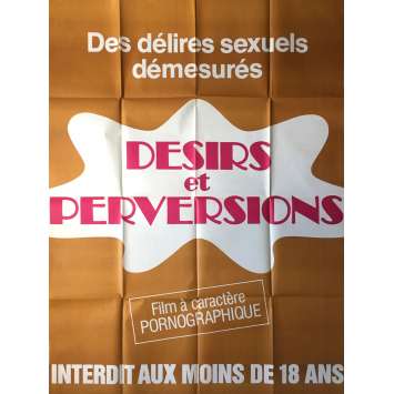 DESIRS ET PERVERSIONS Affiche de film érotique 120x160 cm - 1977 - Cathy Castel, Jean-Marie Ghanassia