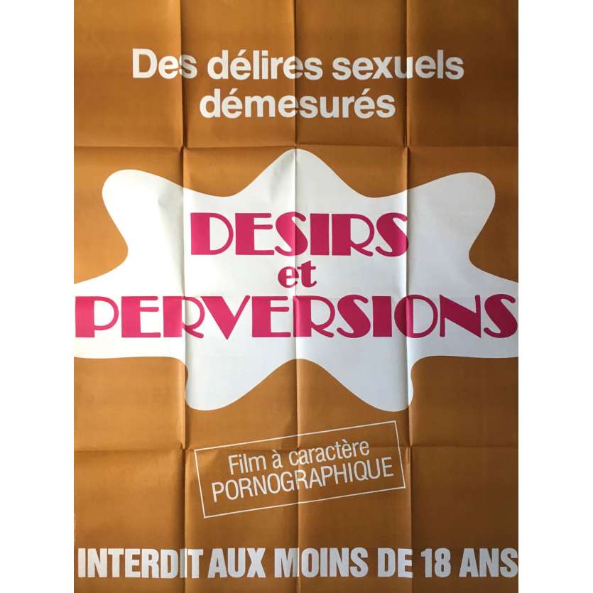 DESIRS ET PERVERSIONS Affiche de film érotique 120x160 cm - 1977 - Cathy Castel, Jean-Marie Ghanassia