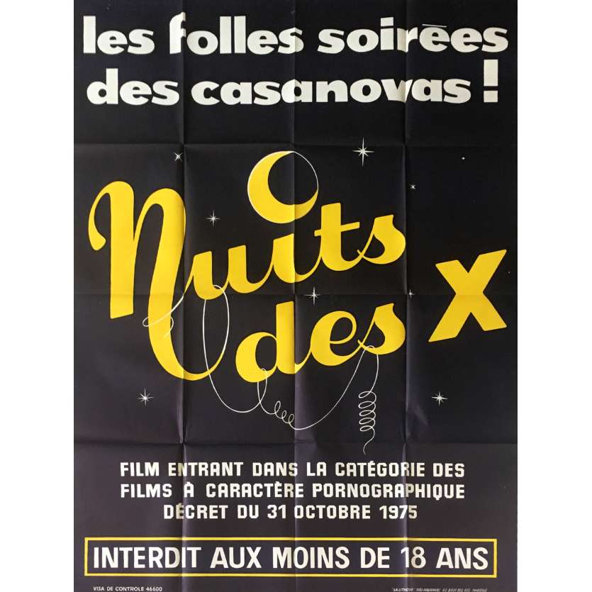 NUIT DES X Affiche de film érotique 120x160 cm - 1977 - Martine Grimaud, Daniel Daërt