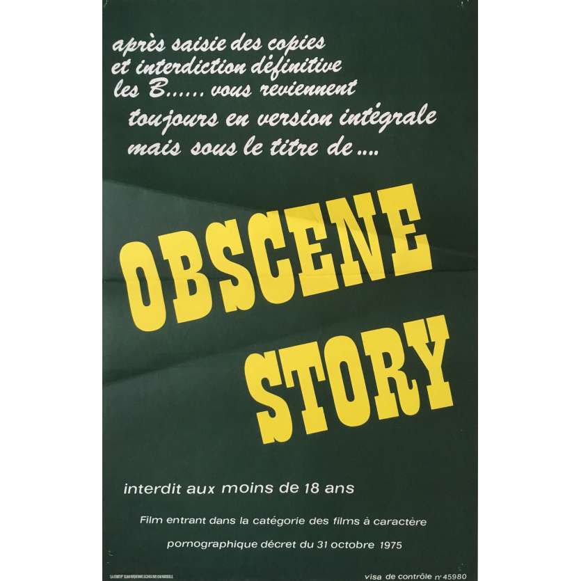 OBSCENE STORY Affiche de film érotique 40x60 cm - 1976 - Martine Grimaud, Henri Sala